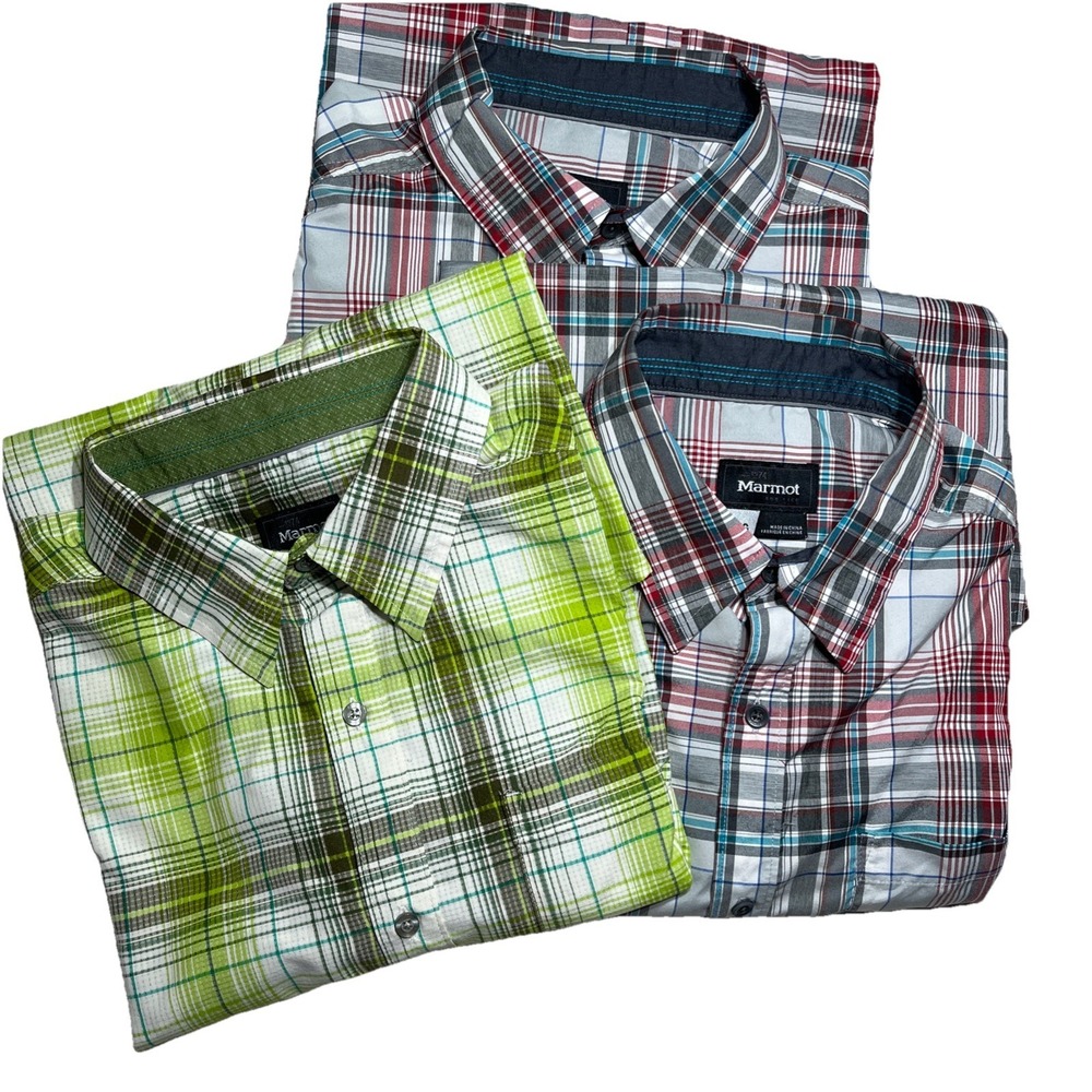 Marmot Eldridge Button‎ Up Shirt Men's L Large Lot Of 3 Performance Fishing Hike